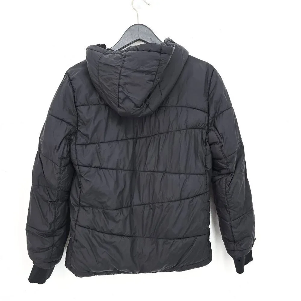 Spyder Black Kids Youth Puffer Fleece Lined Winter Coat Jacket Hood Size L 14/16